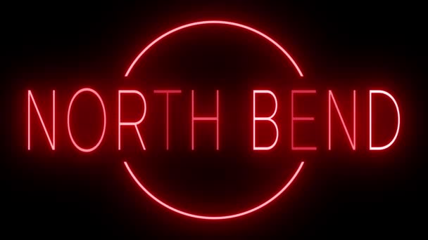 Migający Czerwony Neon Stylu Retro Świecący Czarnym Tle Dla North — Wideo stockowe