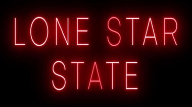Parıldayan kırmızı retro tarzı neon ışığı LONE STAR Durumu için siyah bir arkaplan üzerinde parlıyor