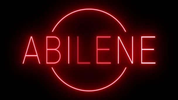 Migający Czerwony Neon Stylu Retro Świecący Czarnym Tle Dla Abilene — Wideo stockowe