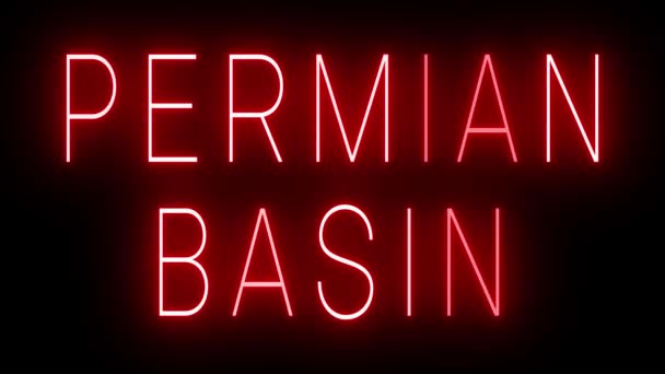 Flackernde Rote Leuchtreklame Retro Stil Vor Schwarzem Hintergrund Für Permian — Stockvideo