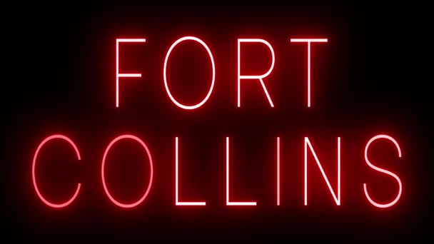 Flackernde Rote Leuchtreklame Retro Stil Vor Schwarzem Hintergrund Für Fort — Stockvideo