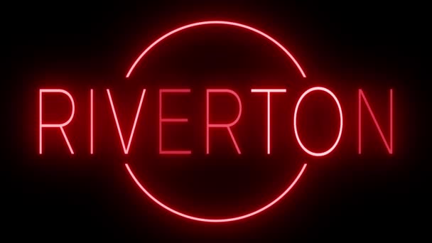 Blikající Červená Retro Styl Neonové Znamení Zářící Černém Pozadí Pro — Stock video