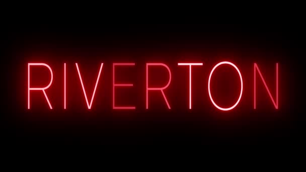 Blikající Červená Retro Styl Neonové Znamení Zářící Černém Pozadí Pro — Stock video