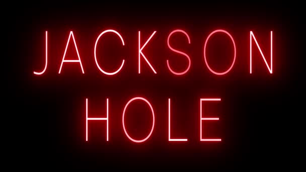 Blikající Červená Retro Neonová Značka Zářící Černém Pozadí Pro Jackson — Stock video