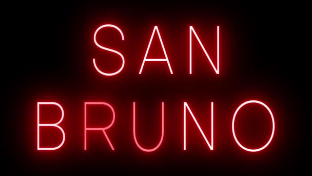 Flackernde Rote Leuchtreklame Retro Stil Vor Schwarzem Hintergrund Für San — Stockvideo