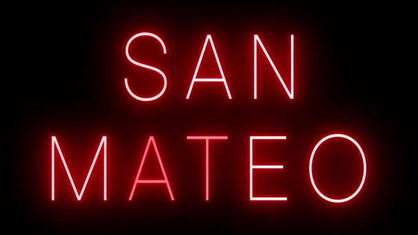 San Mateo에 배경에 빛나는 빨간색 복고풍 스타일 기호를 뒤집어 — 비디오