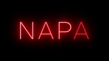 NAPA için siyah bir arkaplan üzerinde yanıp sönen kırmızı retro tarzı neon tabela