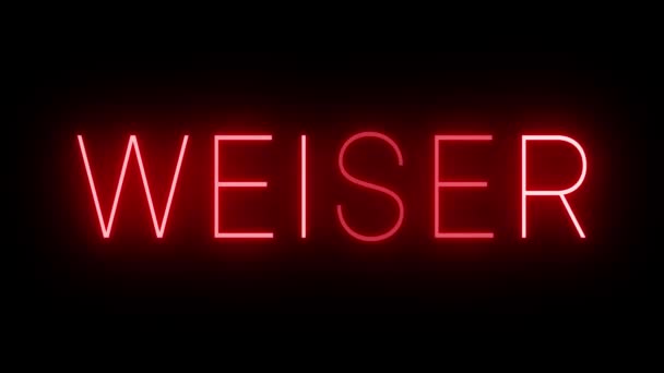 Flickering Piros Retro Stílusú Neon Jel Világít Ellen Fekete Háttér — Stock videók