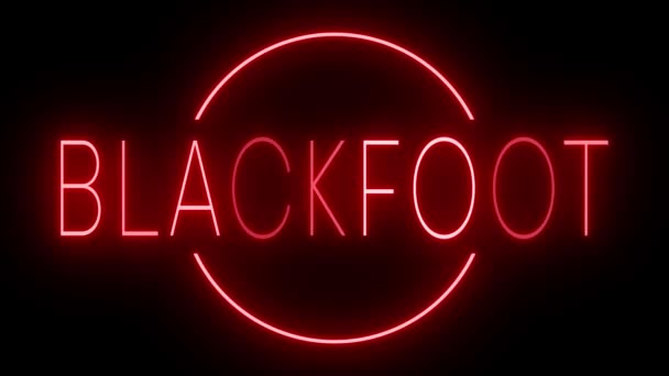黒い背景に輝く赤いレトロスタイルのネオンサインブラックFoot — ストック動画