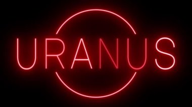 Parıldayan kırmızı retro tarzı neon ışığı URANUS 'un siyah arka planında parlıyor
