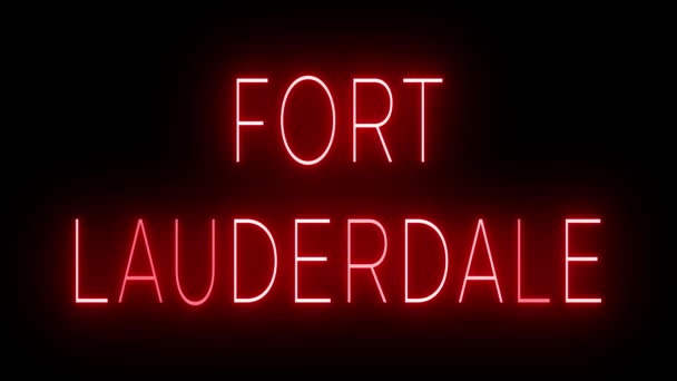 Flackernde Rote Leuchtreklame Retro Stil Vor Schwarzem Hintergrund Für Fort — Stockvideo