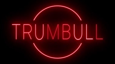 TRUMBULL için siyah bir arkaplan üzerinde parlayan yanıp sönen kırmızı retro tarzı neon işareti