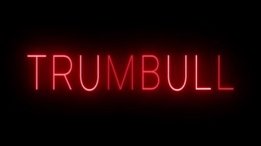 TRUMBULL için siyah bir arkaplan üzerinde parlayan yanıp sönen kırmızı retro tarzı neon işareti