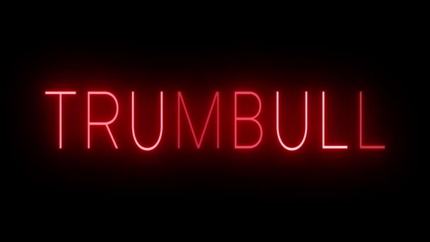 Мерцающий Красный Неоновый Знак Стиле Ретро Светится Черном Фоне Trumbull — стоковое видео