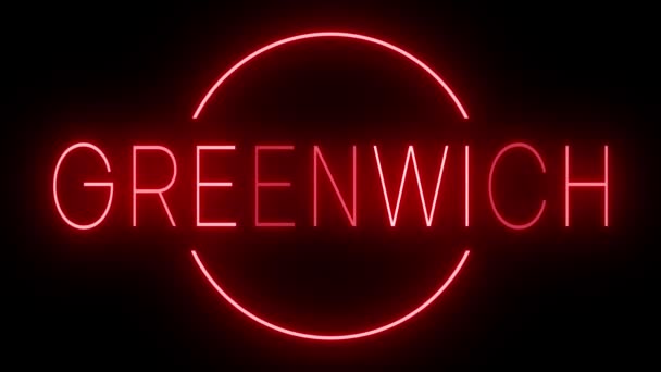 Greenwich Için Siyah Bir Arkaplan Üzerinde Parlayan Yanıp Sönen Kırmızı — Stok video