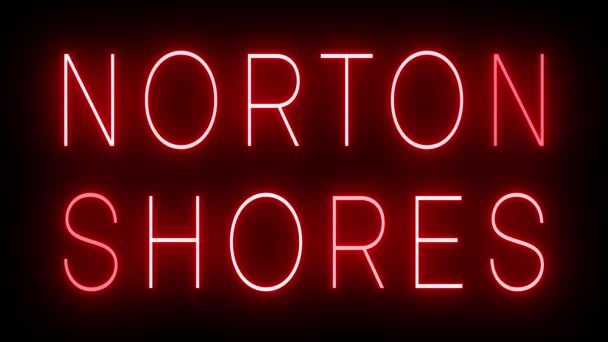 レッドレトロスタイルのネオンサインは ノートンシオンの黒い背景に輝く — ストック動画