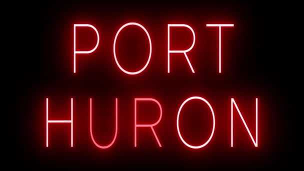 Port Huron Için Siyah Bir Arkaplan Üzerinde Parlayan Yanıp Sönen — Stok video