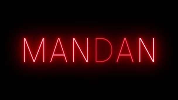 Migający Czerwony Neon Stylu Retro Świecący Czarnym Tle Dla Mandan — Wideo stockowe