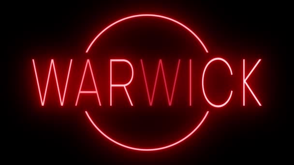 Warwick에 배경에 빛나는 빨간색 복고풍 스타일 기호를 뒤집어 — 비디오