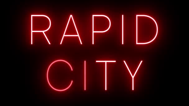 Flackernde Rote Leuchtreklame Retro Stil Vor Schwarzem Hintergrund Für Rapid — Stockvideo