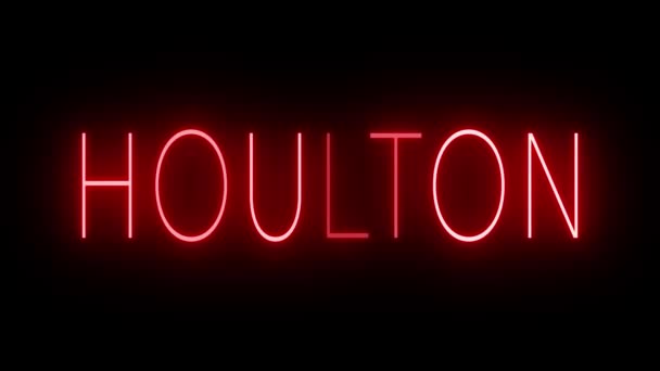 Flackernde Rote Leuchtreklame Retro Stil Vor Schwarzem Hintergrund Für Houlton — Stockvideo