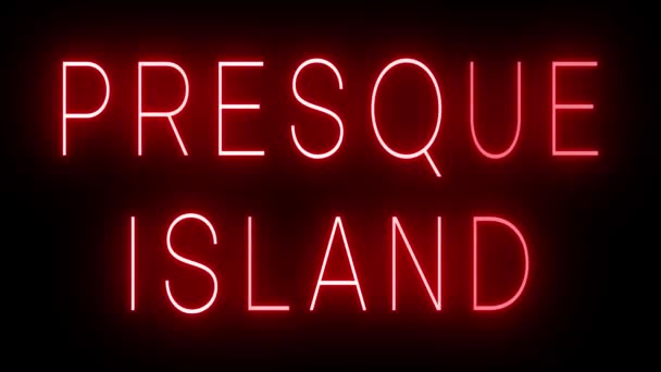 Flackernde Rote Leuchtreklame Retro Stil Vor Schwarzem Hintergrund Für Presque — Stockvideo