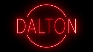 DALTON için siyah bir arkaplan üzerinde parlayan yanıp sönen kırmızı retro biçim neon işareti