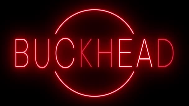 Flackernde Rote Leuchtreklame Retro Stil Vor Schwarzem Hintergrund Für Buckhead — Stockvideo
