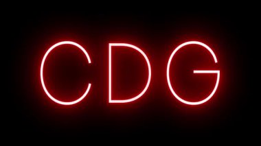 CDG Paris Uluslararası Havalimanı için üç harfli tanımlayıcı ile kırmızı retro neon işareti