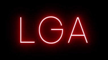LGA La Guardia New York Havaalanı 'nın üç harfli tanımlayıcısı ile kırmızı retro neon levhası.