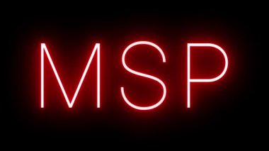 MSP Minneapolis Uluslararası Havalimanı için üç harfli tanımlayıcı ile kırmızı retro neon tabela