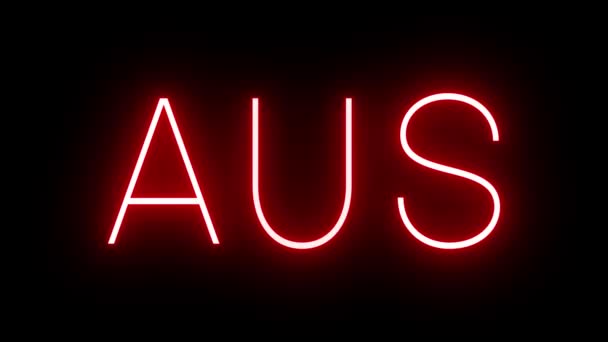 Κόκκινο Ρετρό Νέον Υπογράψει Τριών Γραμμάτων Αναγνωριστικό Για Aus Austin — Αρχείο Βίντεο
