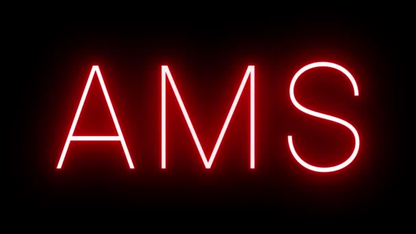 Κόκκινο Ρετρό Νέον Υπογράψει Τριών Γραμμάτων Αναγνωριστικό Για Ams Άμστερνταμ — Αρχείο Βίντεο