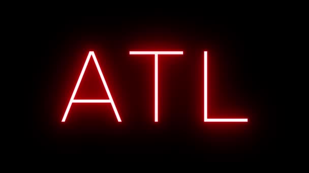 Червоний Ретро Неоновий Знак Трилітерним Ідентифікатором Міжнародного Аеропорту Atl Atlanta — стокове відео