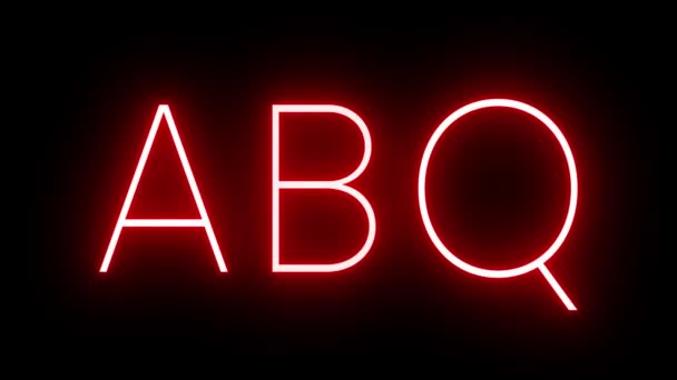 Abqアルバカーキ国際空港の3文字の識別子を備えたレッドレトロネオンサイン — ストック動画