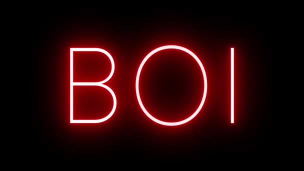 Boi Boise空港の3文字の識別子が付いている赤いレトロネオン サイン — ストック動画