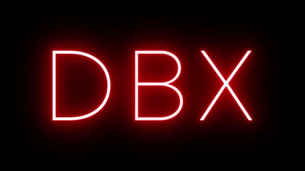 Röd Retro Neon Skylt Med Tre Bokstäver För Dbx Dubai — Stockvideo