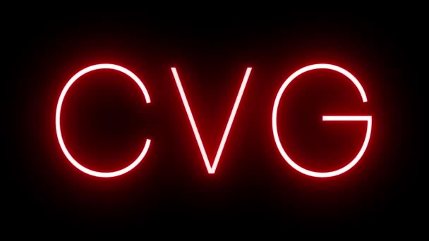 Señal Roja Neón Retro Con Identificador Tres Letras Para Cvg — Vídeo de stock
