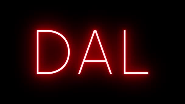 Κόκκινο Ρετρό Νέον Υπογράψει Τριών Γραμμάτων Αναγνωριστικό Για Dal Dallas — Αρχείο Βίντεο