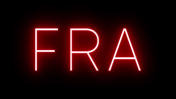 Rood Retro Neon Bord Met Drieletterige Identificatiecode Voor Fra Frankfort — Stockvideo