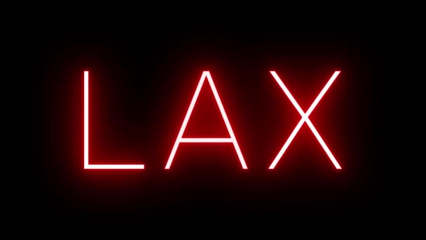 ロサンゼルス空港の3文字の識別子と赤いレトロネオンサインの輝きと点滅 — ストック動画