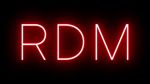 Glødende Blinkende Rødt Retro Neon Skilt Med Tre Bogstaver Identifikator – Stock-video