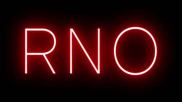 Bersinar Dan Berkedip Merah Retro Neon Tanda Dengan Tiga Huruf — Stok Video