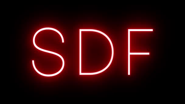 Rote Retro Leuchtreklame Mit Drei Buchstaben Für Den Sdf Louisville — Stockvideo