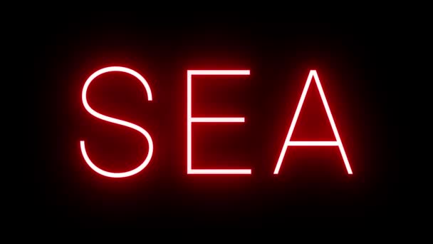 Świecący Migający Czerwony Neon Retro Trzyliterowym Identyfikatorem Lotniska Seattle — Wideo stockowe