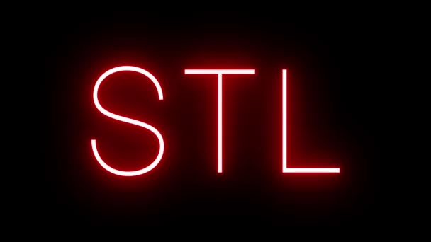 Ragyogó Villogó Piros Retro Neon Felirat Saint Louis Repülőtér Három — Stock videók