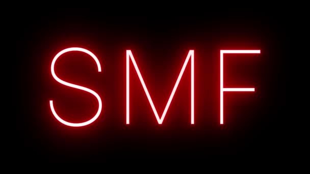 Κόκκινο Ρετρό Νέον Υπογράψει Τριών Γραμμάτων Αναγνωριστικό Για Smf Σακραμέντο — Αρχείο Βίντεο