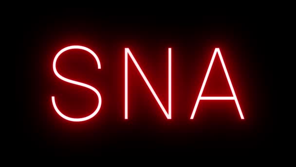 Snaサンタアナ国際空港の3文字の識別子が付いている赤いレトロネオン サイン — ストック動画