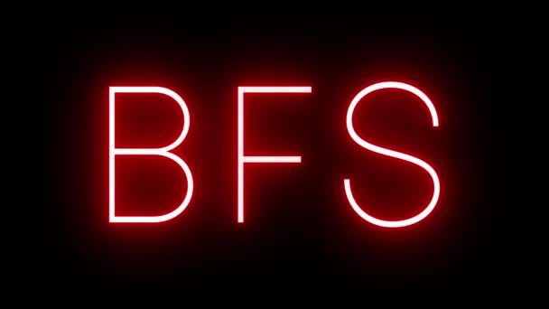 Красный Ретро Неоновый Знак Трехбуквенным Обозначением Международного Аэропорта Белфаста Bfs — стоковое видео