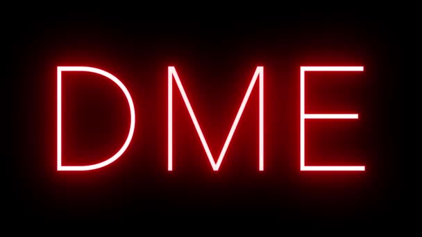 Dmeモスクワドモードドメドヴォ国際空港の3文字の識別子が付いている赤いレトロネオン サイン — ストック動画